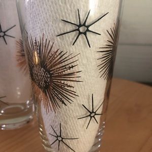 Vintage Federal Drinking Glasses Black Gold Atomic